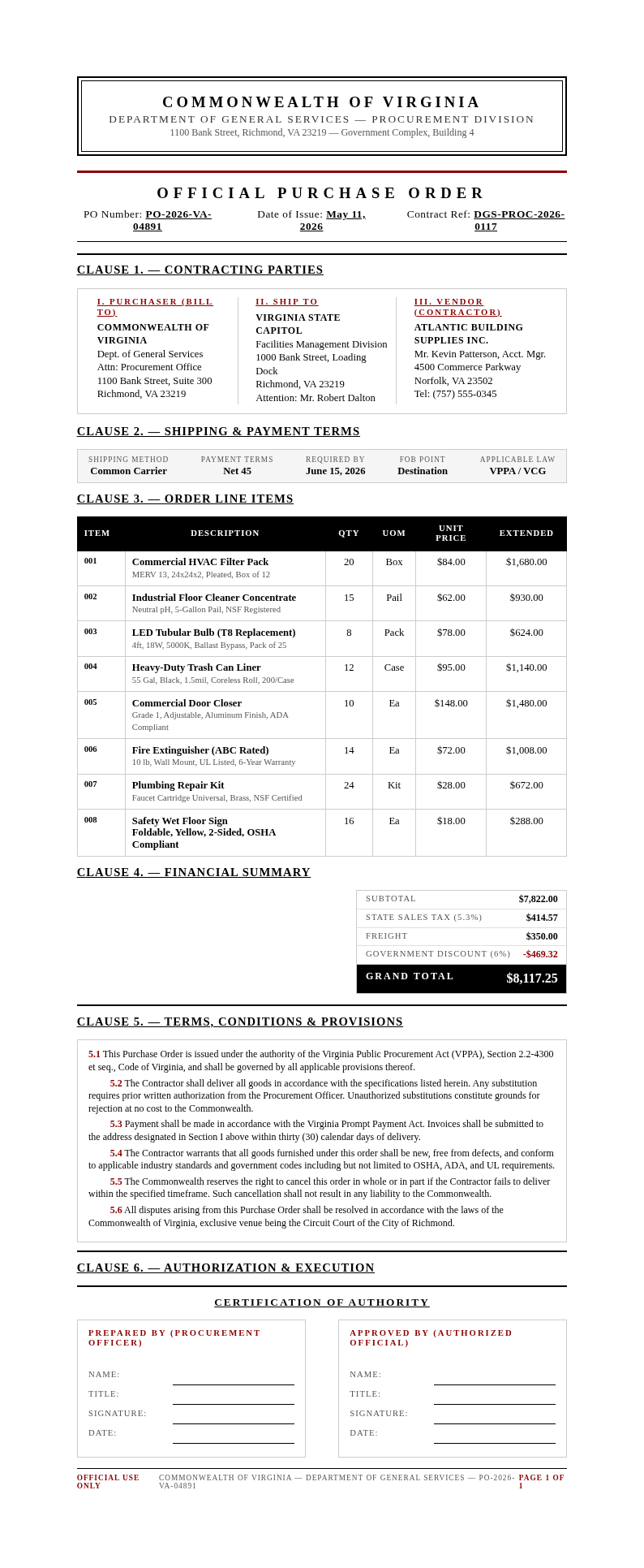 Government gazette Purchase Order